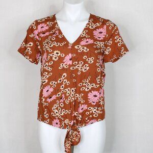 Madewell Hillside Daisies Floral Tie Front Blouse